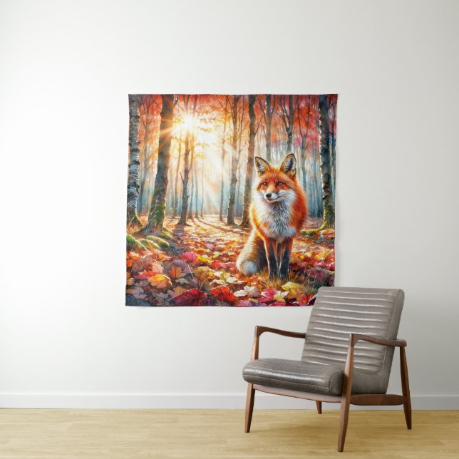 Tapiz Fox Autumn Forest Watercolor (In situ)