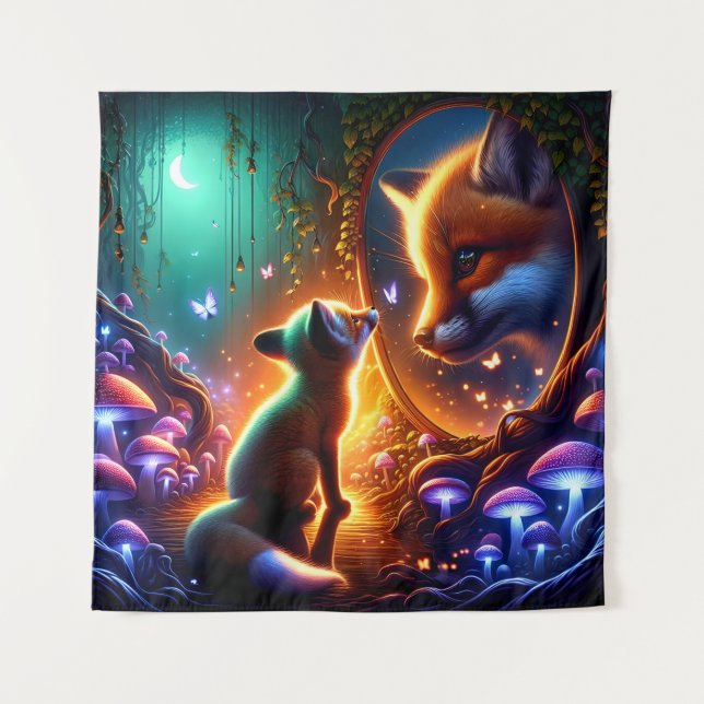 Tapiz Fox Cub y su majestuosa reflexión (Anverso)