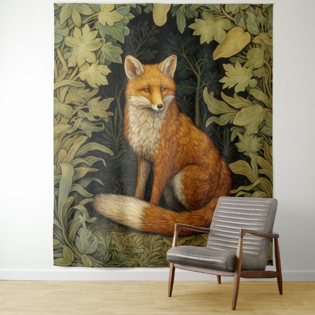 Tapiz Fox en el bosque, estilo Art Nouveau (In situ)