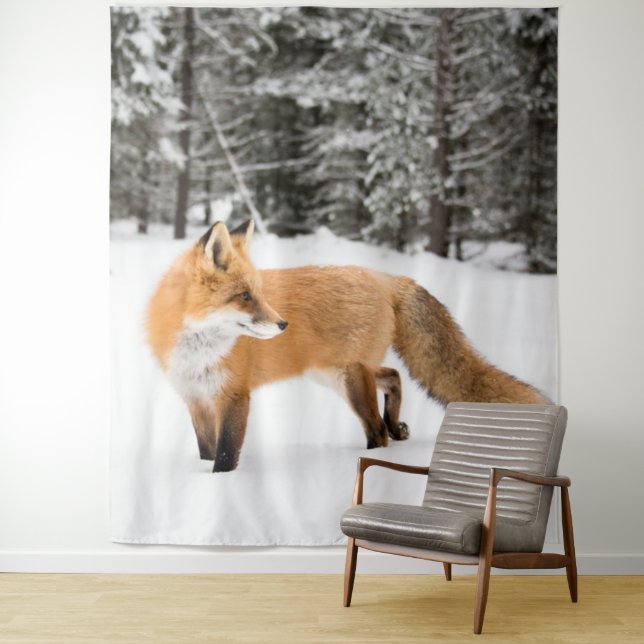 Tapiz Fox roja en nieve blanca (In situ)