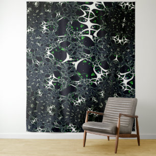 Tapiz Fractal blanco imperfecto en el espacio negro, de 