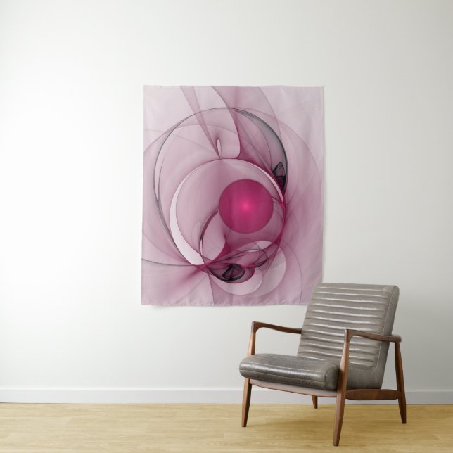 Tapiz Fractal cambiante, arte rosa de la berry abstracta (In situ)