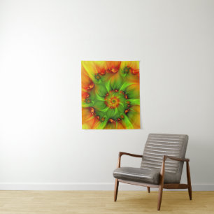 Tapiz Fractal de color verde verano caliente Naranja abs
