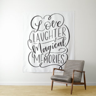 Tapiz Frase de tipografía Amor Risas Recuerdos Mágicos