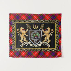 Tapiz Fraser Clan Badge & Motto con Leones 