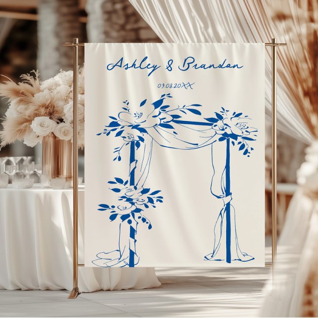 Tapiz French Blue Arch Photo Booth Backdrop, Wedding (Subido por el creador)