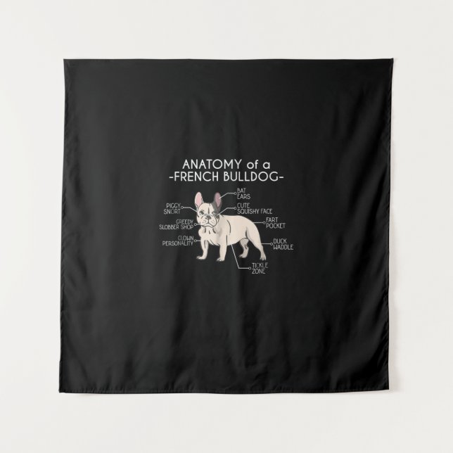 Tapiz Frenchie Gift | Anatomía De Un Bulldog Francés (Anverso)