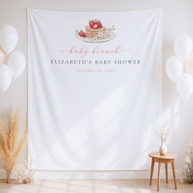 Tapiz Fresa Pancake Brunch Baby Shower Fondo (Subido por el creador)
