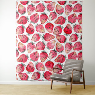 Tapiz Fresas acuarela y tinta