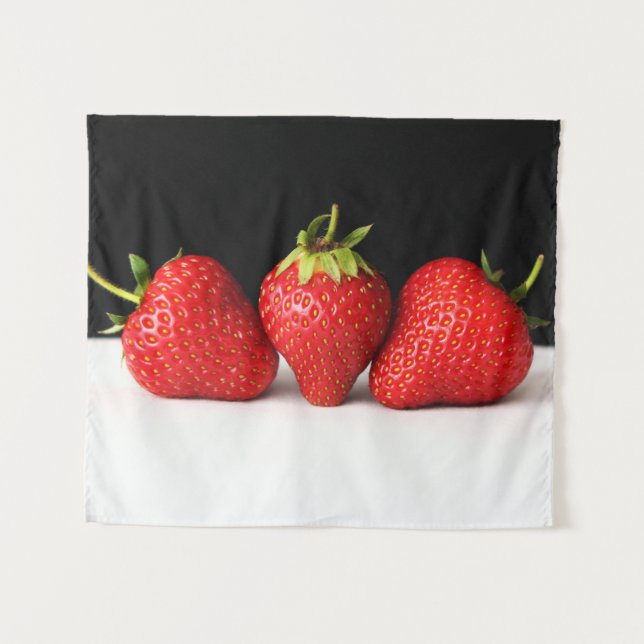 Tapiz Fresas en negro sobre blanco (Anverso (horizontal))