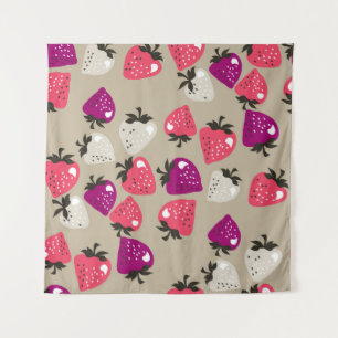 Tapiz Fresas Ingenuas: fondo beige impecable.