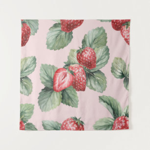 Tapiz Fresas maduras para el verano: rosa acuarela