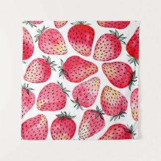 Tapiz Fresas pintadas con acuarela y marea negra