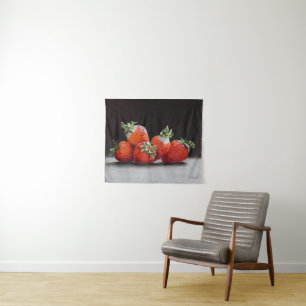 Tapiz Fresas Realistas Pintura al Óleo de Naturaleza Mue