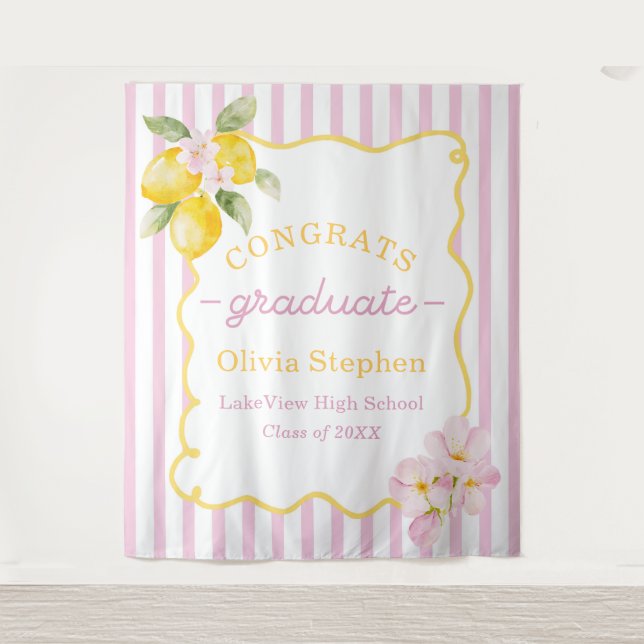 Tapiz Freshly Graduated Lemon Graduation Decor (Anverso)