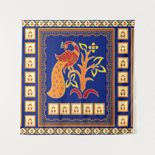 Tapiz Frontera india tradicional sin mar con pavo real