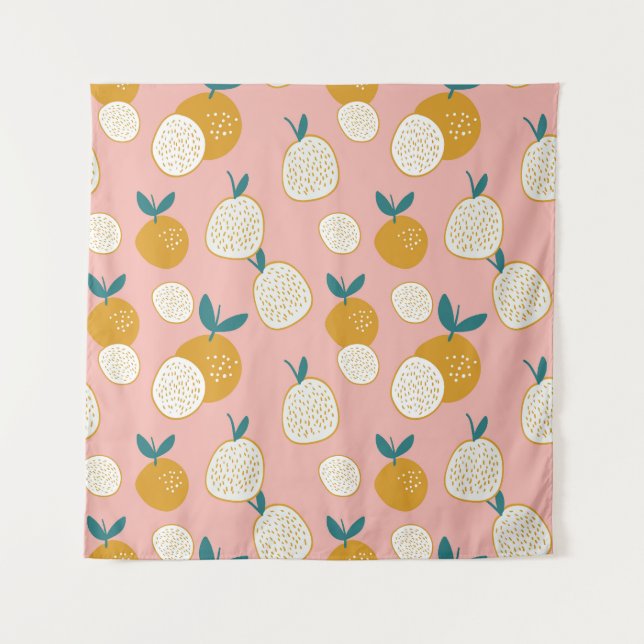 Tapiz Fruta colorida, patrón de fondo sin costuras. (Anverso)