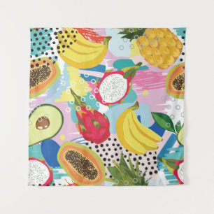 Tapiz Frutas Tropicales, Patrón Vintage sin Mar.