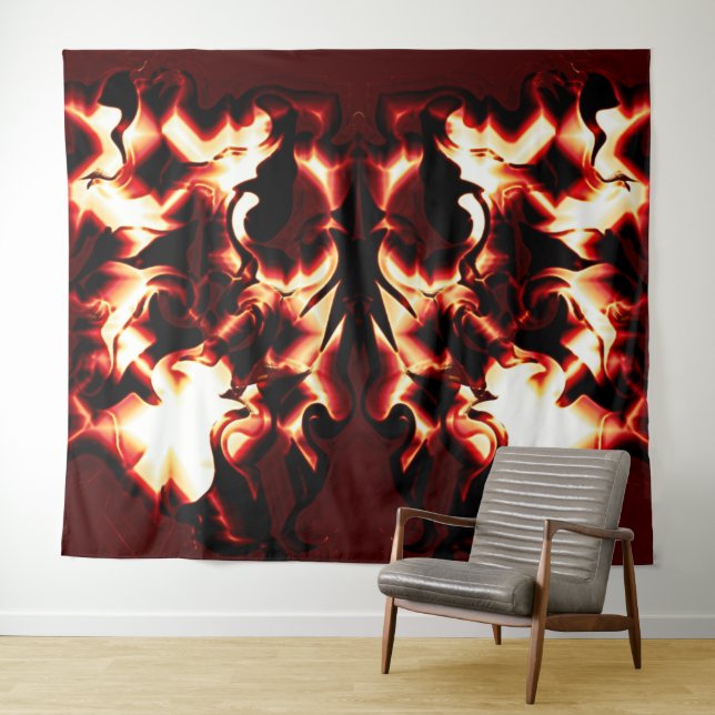 Tapiz Fuego esculpido en el fondo rojo más oscuro (In situ (horizontal))