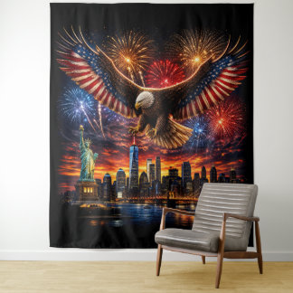 Tapiz Fuegos Artificiales Águila Calva Patriótica Horizo