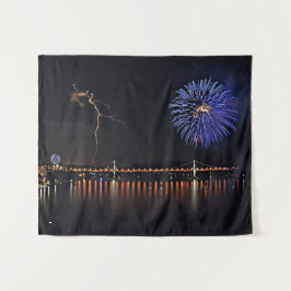 Tapiz Fuegos artificiales con relámpagos