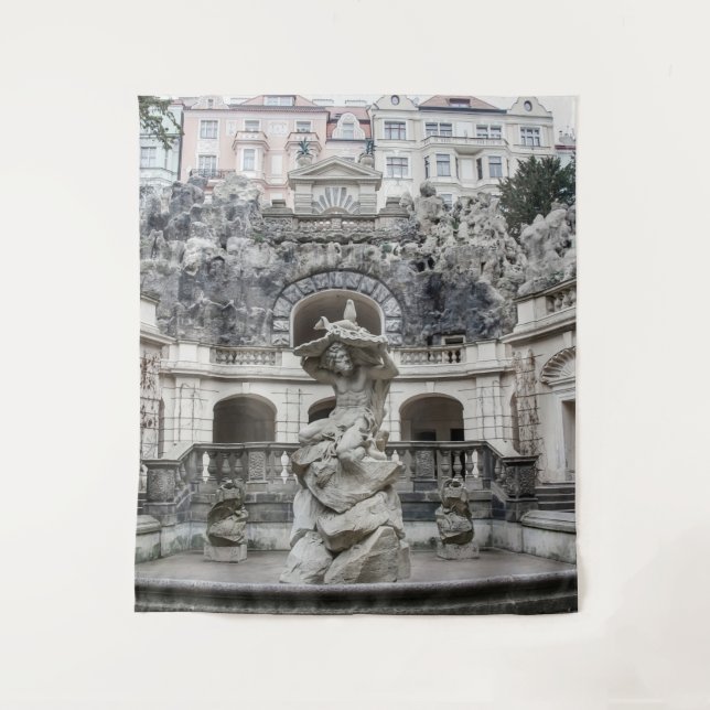 Tapiz Fuente con estatua de Neptuno en Praga (Anverso)