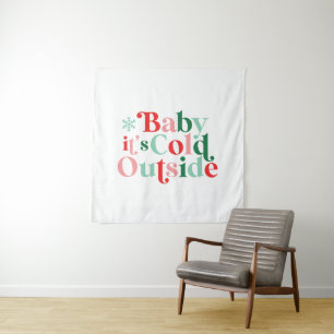 Tapiz Fuente Retro Bebé Está Frío Afuera Navidad