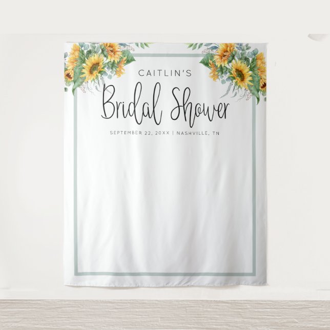 Tapiz Fun Sunflower Bridal Shower Photo Booth Fondo (Anverso)