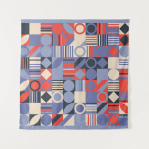 Tapiz Fundas geométricas retro. Diseño retro Bauhaus c