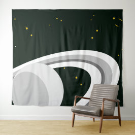 Tapiz Fundido Saturno blanco gris planetario Anillos Est