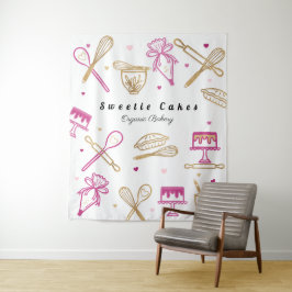 Tapiz Fundido y colorido horneado blanco y oro