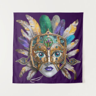 Tapiz Fúnela de Mardi Gras y máscara Metalizado