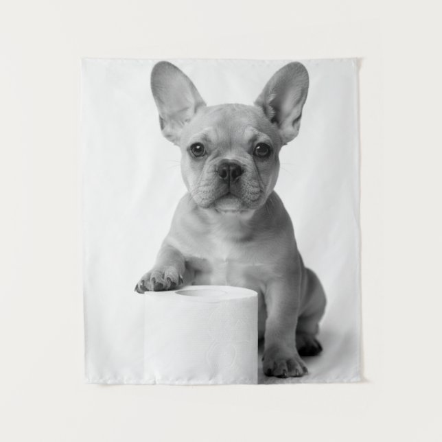 Tapiz Funny Aesthetic French Bulldog Toilet Paper Photo (Anverso)