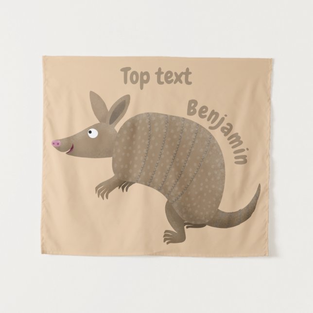 Tapiz Funny armadillo feliz personalizado ilustracion (Anverso (horizontal))
