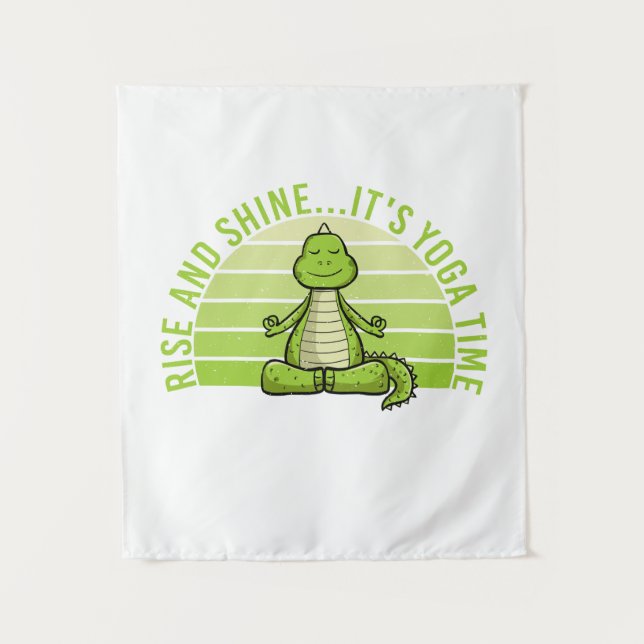 Tapiz Funny cute crocodile doing yoga. funny yoga quotes (Anverso)