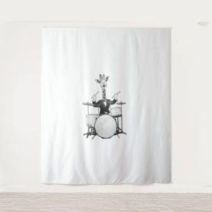 Tapiz Funny Giraffe Drummer Drummer Drumset Drumsti