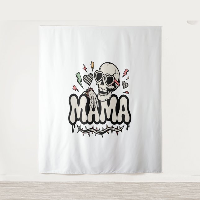 Tapiz Funny Halloween Mama Guay Skull (Anverso)