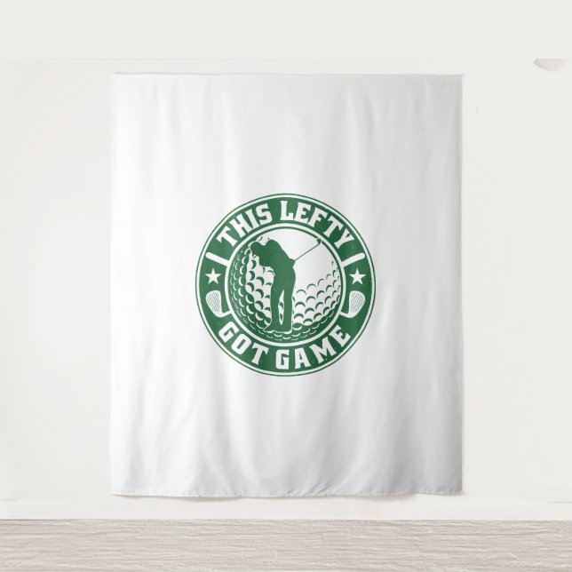 Tapiz Funny Jugador De Golf A Mano Izquierda (Anverso)