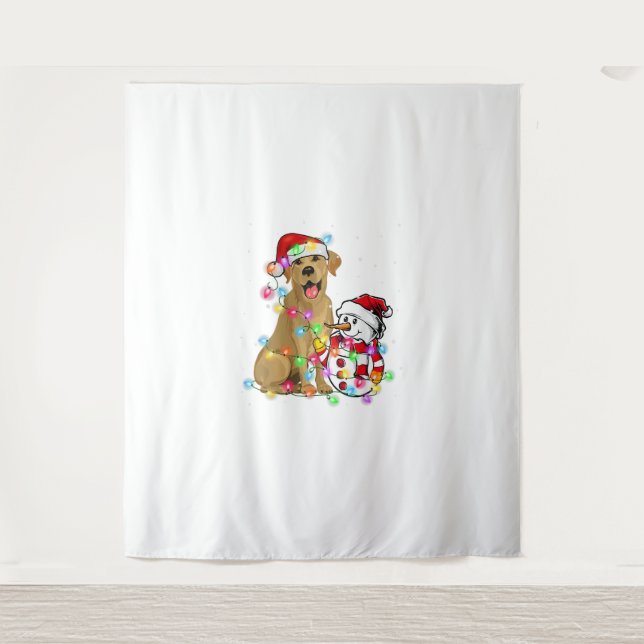 Tapiz Funny Labrador Perro Navidades Tee Snowman Xmas Li (Anverso)