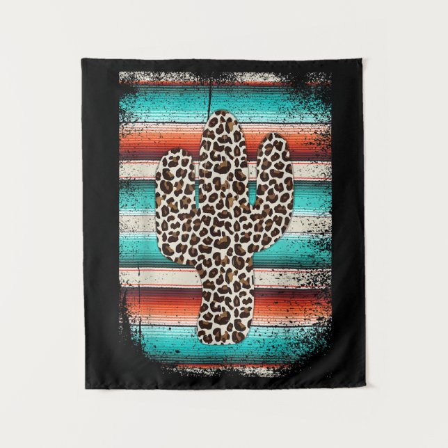 Tapiz Funny Leopard Cactus Serape Cactus impresión Turqu (Anverso)