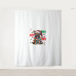 Tapiz Funny Navidades de Bulldog francés Santa Hat Light