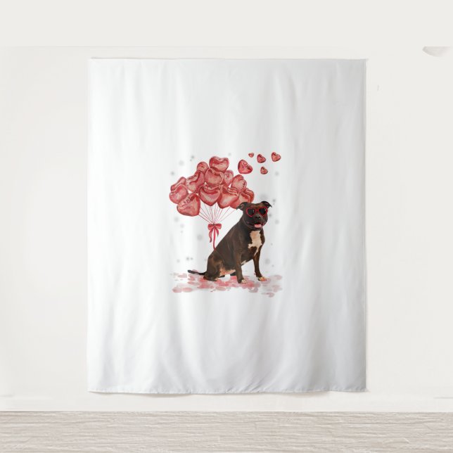 Tapiz Funny Pitbull Día de San Valentín Perro Papá Mamá  (Anverso)
