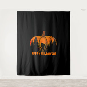 Tapiz Funny Viintage Bigfoot Pumpkin Halloween Trick