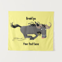 Funny Wildebeest corriendo ilustracion personaliza