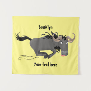 Tapiz Funny Wildebeest corriendo ilustracion personaliza