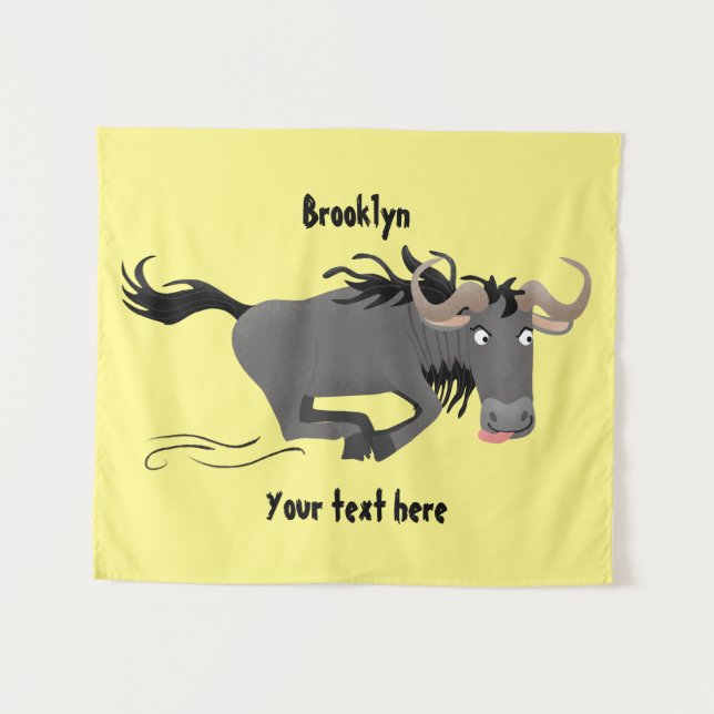 Tapiz Funny Wildebeest corriendo ilustracion personaliza (Anverso (horizontal))