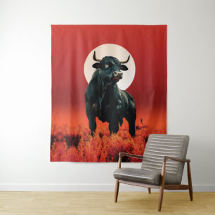 Tapiz Furia de Medianoche – Majestuoso Toro Negro Bajo C