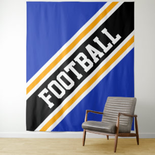 Tapiz FÚTBOL Azul Real Naranja Negro Rayas de Carreras
