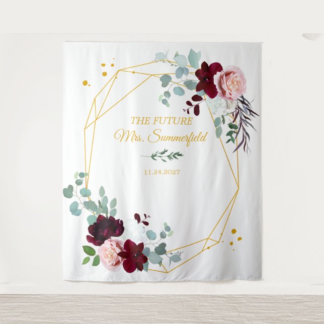 Tapiz Futura Sra Bridal Shower Gold Backdrop Photo Booth (Anverso)