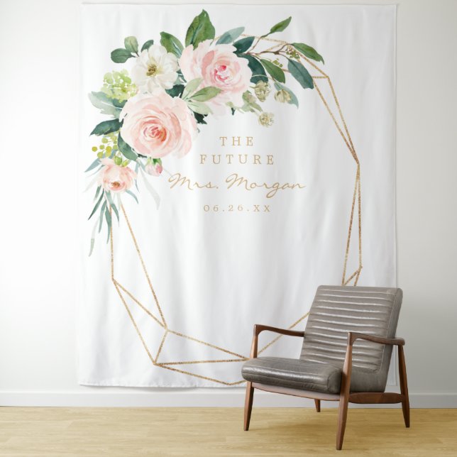 Tapiz Futuro, señora Gold Bridal Shower Backdrop Photo B (In situ)